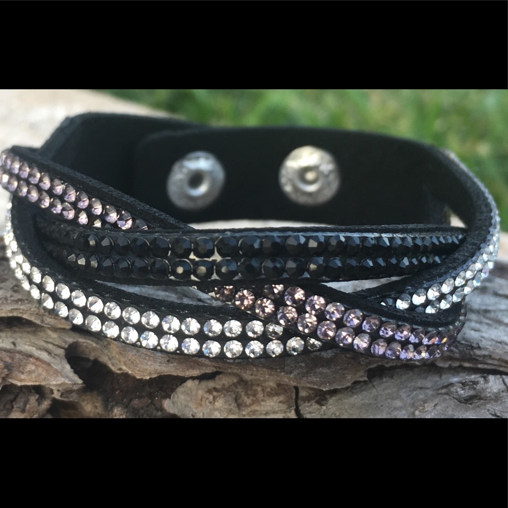 Black Rhinestone Wrap Bracelet